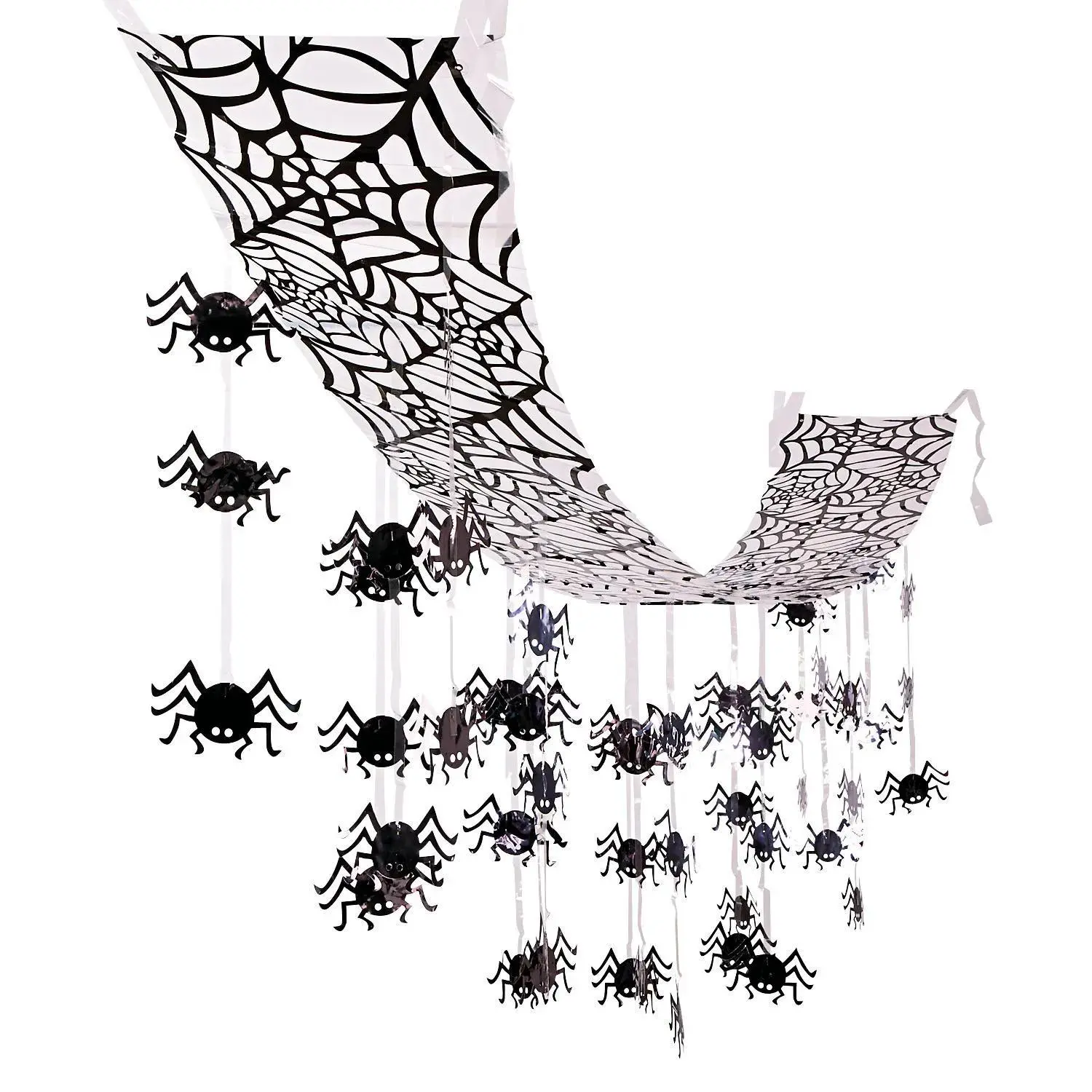 Hanging Black Spider Ceiling Halloween Decoration, 12 Ft. x 12"