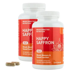Happy Saffron-90 Capsules with Saffron Extract Curcumin & Zinc for Mental Focus & Rest Support Gluten Free for a healthier, happier you - Free from gluten, dairy, and eggs,and Productivity