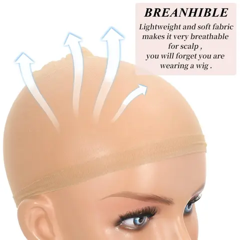 Premium HD Breathable Wig Caps, 1 Pack Invisible Stretch Nylon Mesh (2 Pcs), Sheer Net for Wigs & Scalp