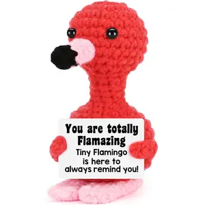 Mini Flamingo Birthday Gifts for Women Girls, First Day of School Gifts for Kids Teen Friend College Student Back to School Decorations, Positive Crochet Animals You are Amazing Emotional Flamingo