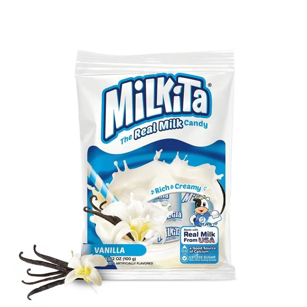 Milkita Fresh Milk Vanilla Candies - Ambient Room Temp Creamy Sweet Snack for All Ages, 100g