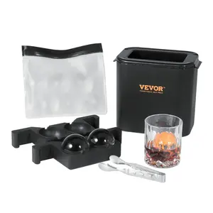 Ice Ball Maker, Crystal Clear Ice Ball Maker 2.36inch Ice Sphere Maker with Storage Bag and Ice Clamp, Round Clear Ice Cube 2-Cavity Ice Press Maker for Whiskey Scotch Cocktail Brandy