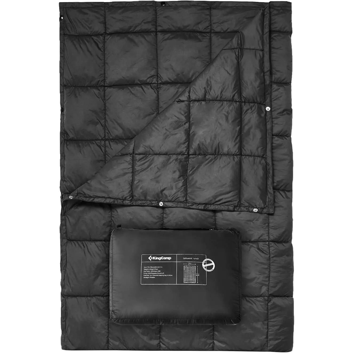 KingCamp Ultralight Wearable Fit Puffer Quilt - Packable Down-Alternative Weatherproof Thermal Portable Blanket with Snap Buttons, 78.7"x56.7" Large Vacuum Compression/Compression Sack/Non-Inflatable Portable Blanket for Camping,Hiking, Vacuum Compression