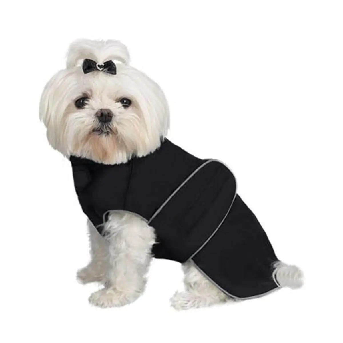 A Pets World 08192999-8 Weatherproof Fleece Lined Dog coat Black