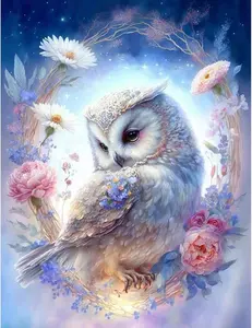 KEUASDV Diamond Painting Kits for Adults Owl Flower DIY 5D Full Drill Diamond Painting Kits for Adults Kids Beginner，For Home Wall Decor, Gem Art 12 X 16 Inches