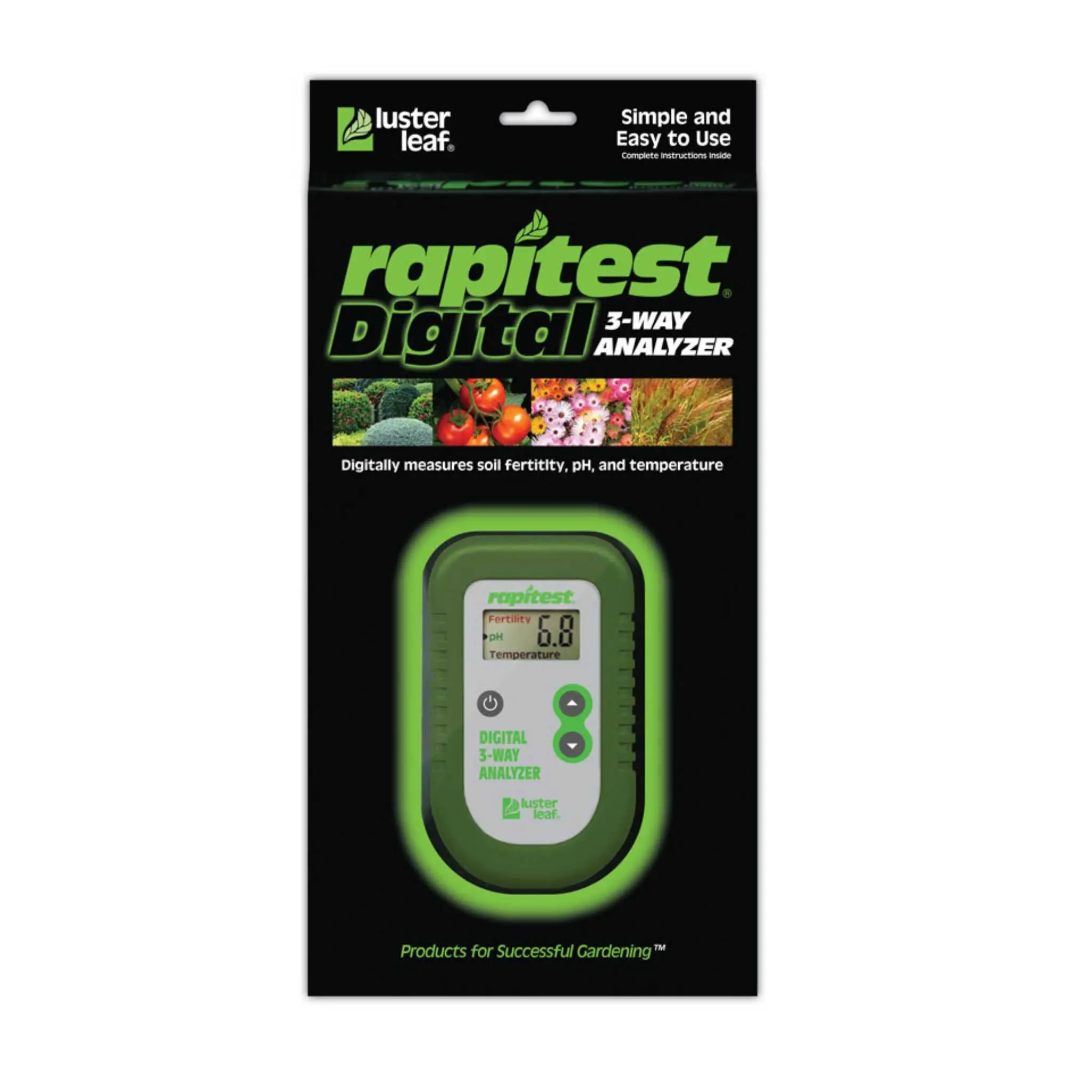 Luster Leaf Rapitest 3-Way Digital Soil Testing Analyzer Unit 1836 - Multi-Measure Function, Temp-Compensation Feature