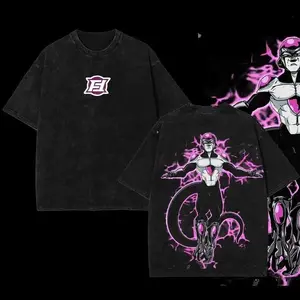 Vibe Wash Tee Store Retro Vintage Limited Black Frieza  - Dragon Ball Super Anime Double Printed  Oversize Anime Manga Acid Washed Lightweight Cotton T-Shirt, Hoodies Wash Gift For Anime Fan, Anime Lovers