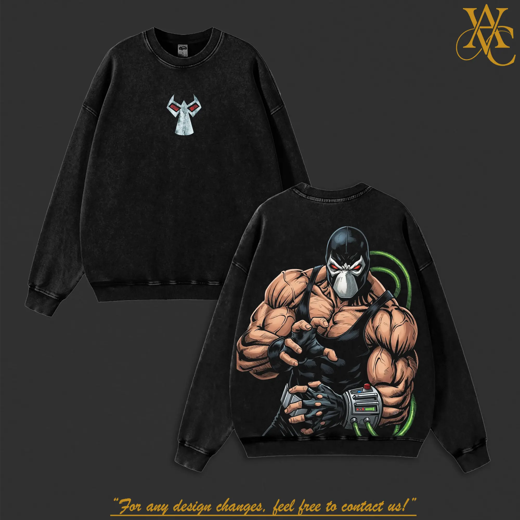 Bane "The Man Who Broke the Bat" Graphic Washed T-Shirt, Vengeance of Bane #1 Hero verse Comics Edition, Double-Printed Oversize Lightweight Acid-Washed Apparel, Classic Round Neck Seamless Shortsleeve Cotton Streetwear Top