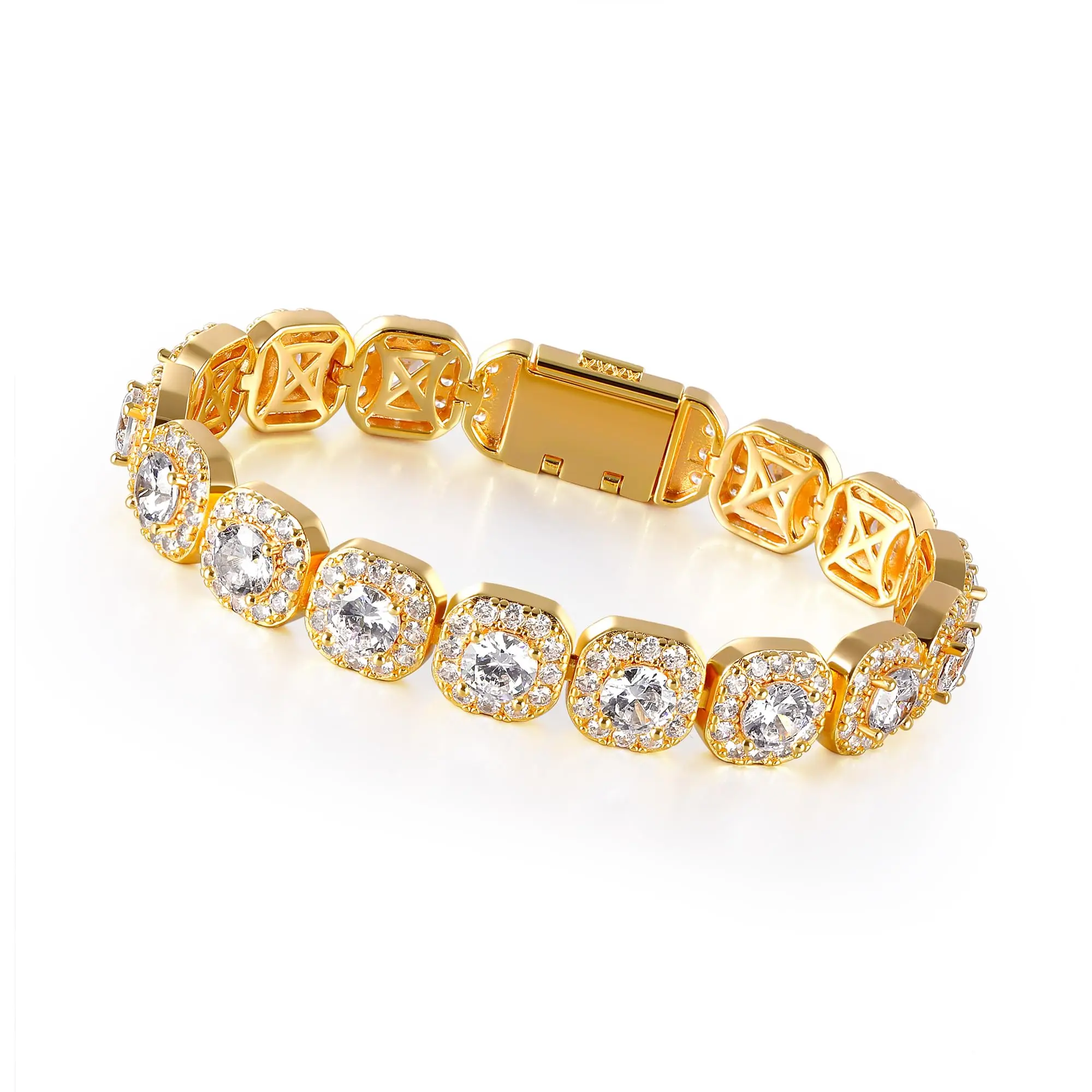 MDFUN 3-12MM Square Zirconia Halo Tennis Stackable Bracelet, 2-Color Clarity, Hypoallergenic Nickel-Free Metal, Elegant Jewelry Bracelet, Exquisite Hip Hop Style, Birthday-Ready Sparkle, Perfect Gift for Men & Women, Exquisite Bracelet