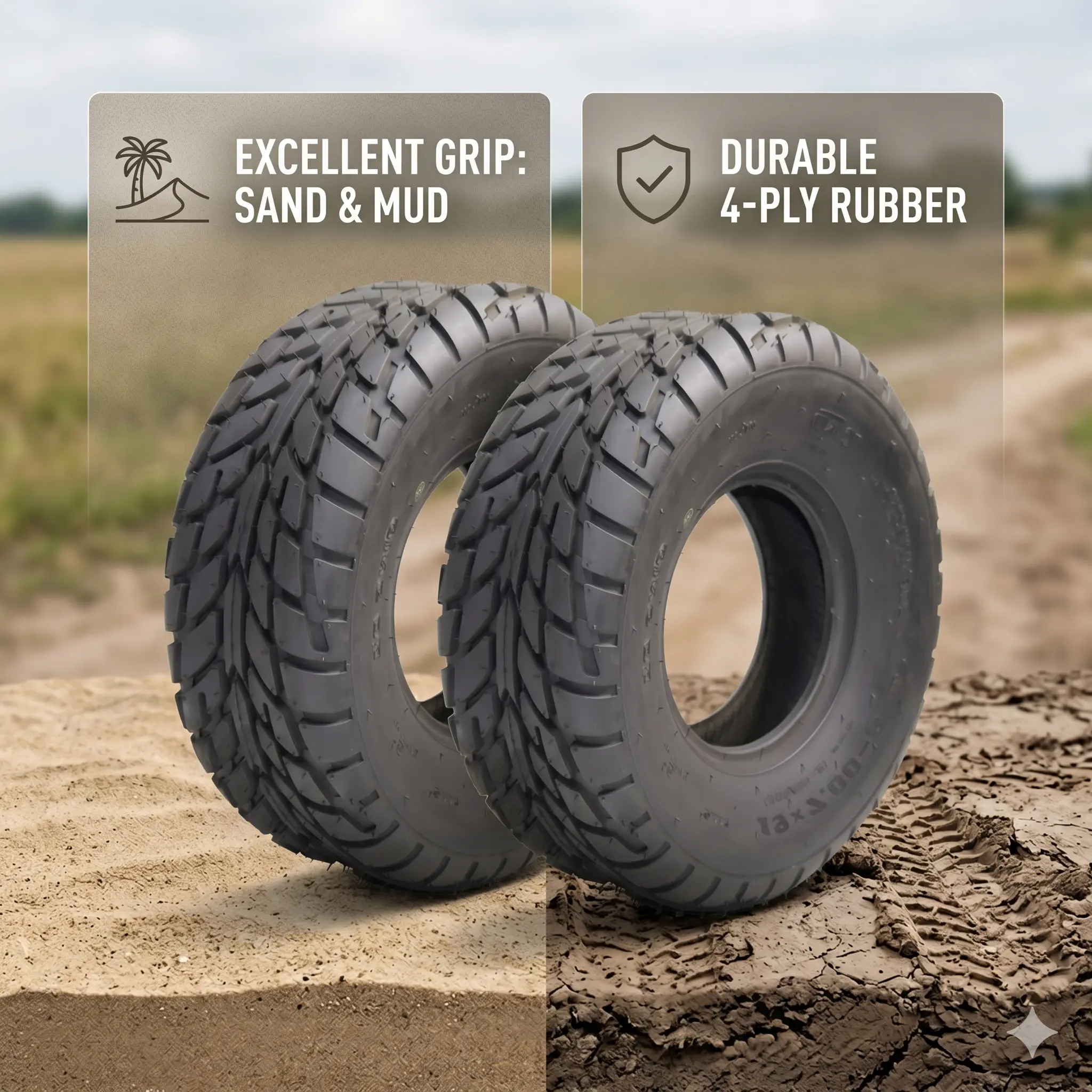 Garvee 2 Pack 19X7-8 Off-Road Tubeless Hubless Tires with 4-Ply Load-Enhanced Non-Slip Pattern, Designed for ATV, UTV, Golf Cart, and Lawn Mower Use in Mud, Snow, Sand, and Various Off-Road Conditions