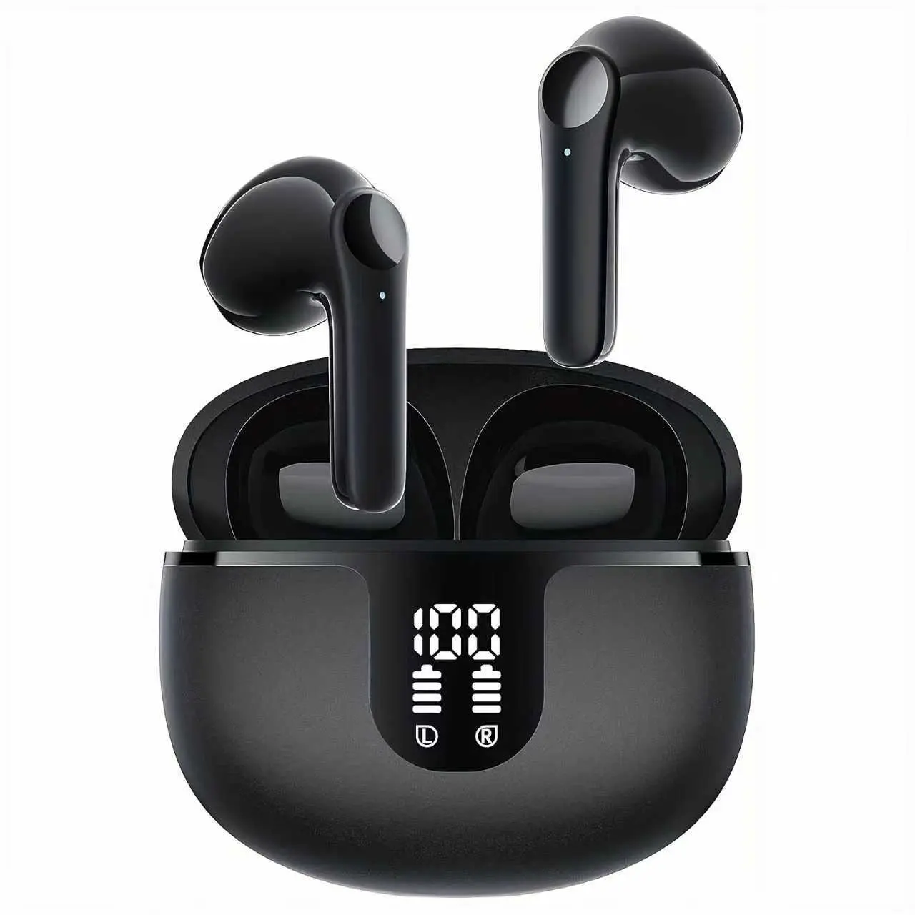 2025 New Wireless Earbuds, Bluetooth 5.4 Headphones, 3DDeep Bass Stereo, In-Ear Design, Equipped with 4 ENCNoise-Canceling Microphones, 48-Hour Playtime, with LEDDisplay,IPX7 Waterproof, Compatible with Laptops,Tablets,Android and iOS Devices, black