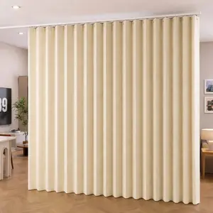 No-Drill Blackout Room Divider Curtain with Hooks, Renter-Friendly Foldable Privacy Partition for Studio Apartment, Dorm & Home Office