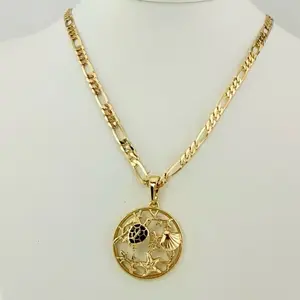 Figaro Sea Shell Turtle & Starfish Marine Life Pendant Necklace Gold-Tone Chain Unique Design Jewelry