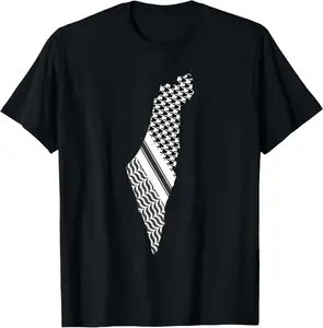 100% Cotton Palestine Free Palestine Free Gaza Palestine Flag Arabic T-Shirt