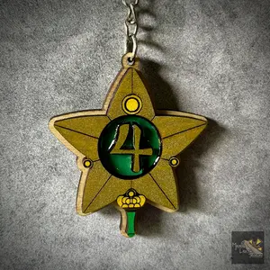 Mayans TCG Treasure Sailor Jupiter Star Wand Keychain - Hand Crafted with Gloss Enamel, 2" Height, Durable Wood, Water Resistant Design