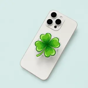 Lucky Four Leaf Clover MagSafe Phone Grip, Shamrock Magnetic Pop Socket Kickstand for iPhone, St Patrick’s Day Gift