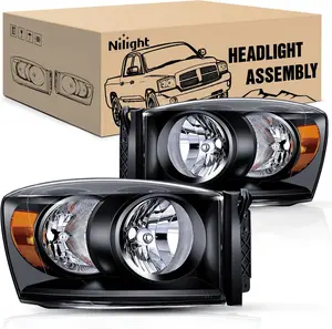 Nilight 2007 2008 2009 Dodge Ram Headlight Assembly 2 Pack Compatible with 2006-2008 Dodge Ram 1500 2006-2009 Dodge Ram 2500 3500 Headlamp Replacement Driver and Passenger Side