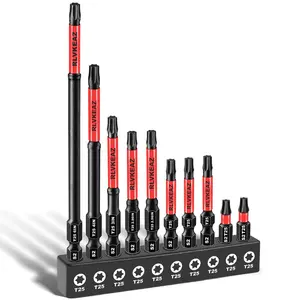 Swiilpo 10-PCS T25 Torx Bits for Impact Driver, (1'' to 6'' Long) T-25 Star/Torx Bit Set, Premium Solid S2 Steel, Magnetic High-Torque, 1/4'' Hex-Shank for Auto Repair, Deck Building & DIY ProjectsQuesear