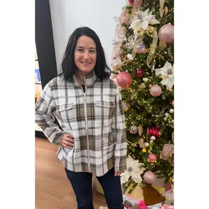 Sasha Plaid Sweater Jacket - Tan