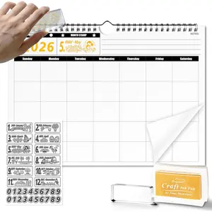 Wall Calendar 2026-2027 - Runs from June 2026 to May 2027-11.8" x 8.6" Custom Monthly 2026 Calendar, Wall Calender with DIY , 24 Sheets,  Ink Pad & Bag for  Office Organizing