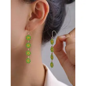 Vibrant Colorful Daisy Drop Earrings, Women's Niche Design Energetic Jewelry