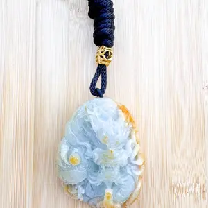 White Gold Translucent Icy Dragon Jadeite Jade Pendant