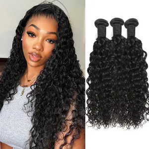 Water Wave Bundles Human Hair Premium Deep Wave Curly Bundles Unprocessed Brazilian Wet and Wavy Hair Bundles for Women