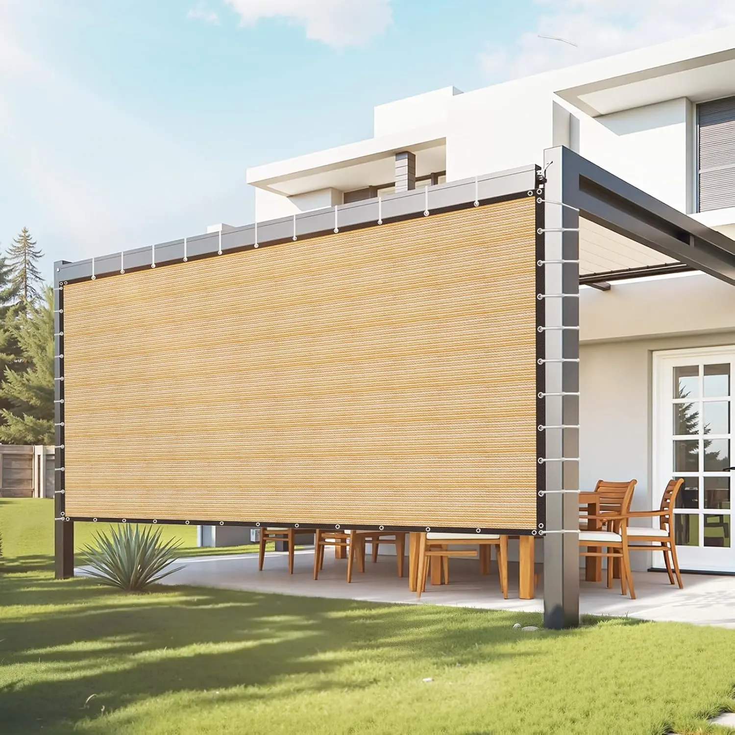 VEVOR 90% Sun Shade Cloth, 12 x 20 ft Pergola Shade Cover with Stainless Steel Grommets, Sun Shades Canopy Privacy Screen with 160 GSM HDPE Material, for Outdoor, Patio, Garden, and Backyard (Beige)