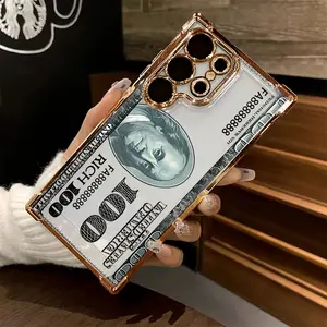 Money Case Suitable for Galaxy S25 S24 S23 S22 S21 FE Ultra Plus 4G 5G Shockproof Transparent Soft Back Cover