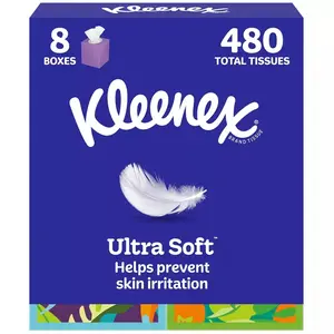 Kleenex Ultra Soft 3-Ply Facial Tissue - 8pk/480ct: Square Container, Not Travel Size
