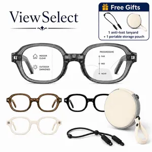 ViewSelect Foldable Photochromic Progressive Multifocal Reading Glasses, Light-Adaptive Indoor Outdoor Readers with Flexible Temples, Portable Storage Pouch & Anti-Lost Lanyard Included