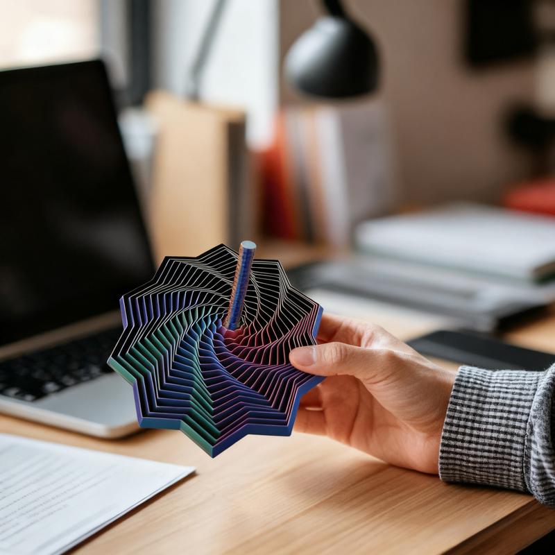 3D Printed Expanded Sensory Fidget Star, New Stress Relief Sensory Whirling Spiral with Handle, Very Satisfying Sight and Sound with Hypnotizing Visual Fidget Toy