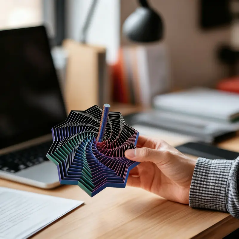 Product Introduction of 3D Printed Expanded Sensory Fidget Star, New Stress Relief Sensory Whirling Spiral with Handle, Very Satisfying Sight and Sound with Hypnotizing Visual Fidget Toy 1