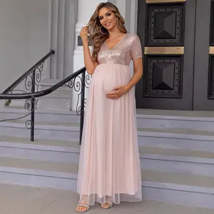Joyfunear Sequin lace maternity dress