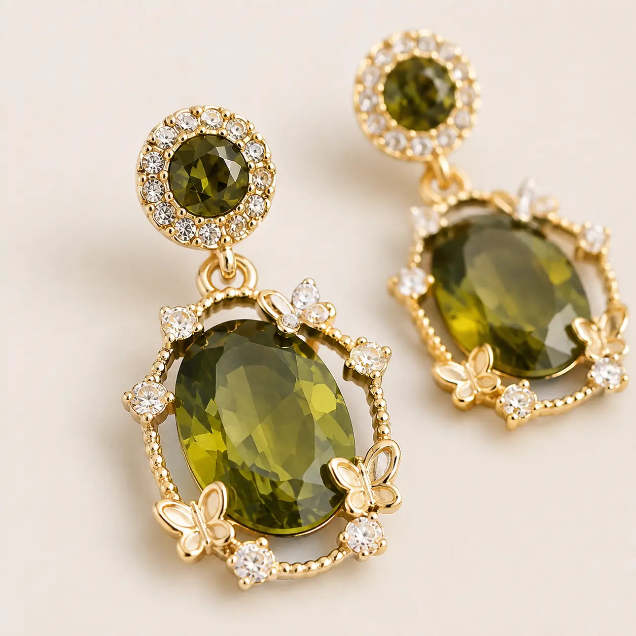 Women's The Secret Garden Peridot Butterfly Drop Costume Jewelry Earrings