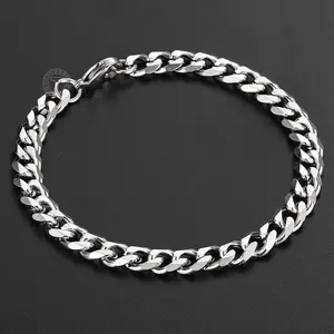 Stainless Steel Cuban Chain Bracelet, Silver Color, Unisex, 7-11 Inches, Summer Daily Jewelry, Boyfriend Gift, Cuban Link Bracelet