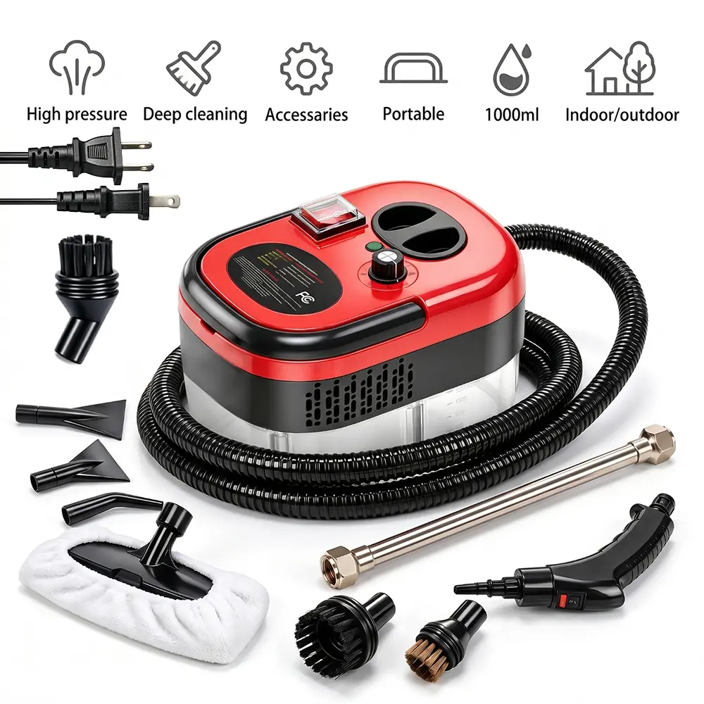 2500W Portable High Pressure Steam Cleaner, 3-Gear Temperature Control Handheld Steamer, Multi-Purpose High Temp Deep Cleaning Machine for Kitchen Grease, Tile, Sofa, Car, Chemical-Free Cleaner with Full Accessories