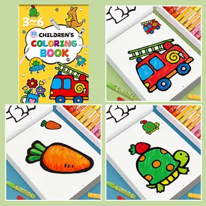 32 Page Fun Coloring Book for Kids 3-6 Years Old, Cartoon Animals, Truck & Vehicles, Large Lines, Easy to Color, Focus Training, Practical Drawing Book