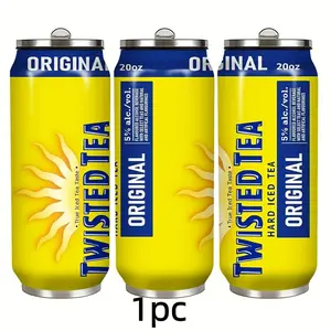 1pc Twisted Tea 17oz Portable Cup, Leak-Proof, Rust-Resistant, with Lid and Straw, Suitable for Hot and Cold Drinks, Ideal for Camping and Outdoor Use