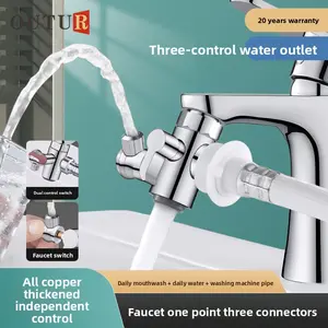 1 to 2 Way Water Tap Splitter Adapter Universal Sink Pipe Connector 3 Way Flow Divider for Basin Water Inlet Hose Extension