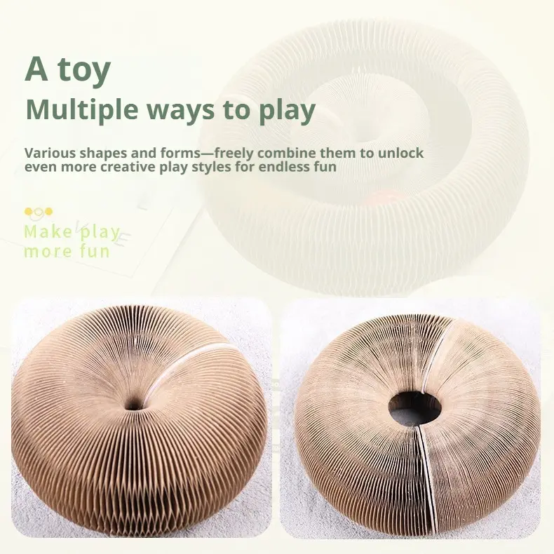 Foldable Magic Accordion Cat Scratcher with Bell, Corrugated Paper Wear-Resistant Cat Grinding Claw Nest, Interactive Self-Play Cat Toy for Boredom Relief Foldable Magic Accordion Cat Scratcher with Bell, Corrugated Paper Wear-Resistant Cat Grinding Claw Nest, Interactive Self-Play Cat Toy for Boredom Relief