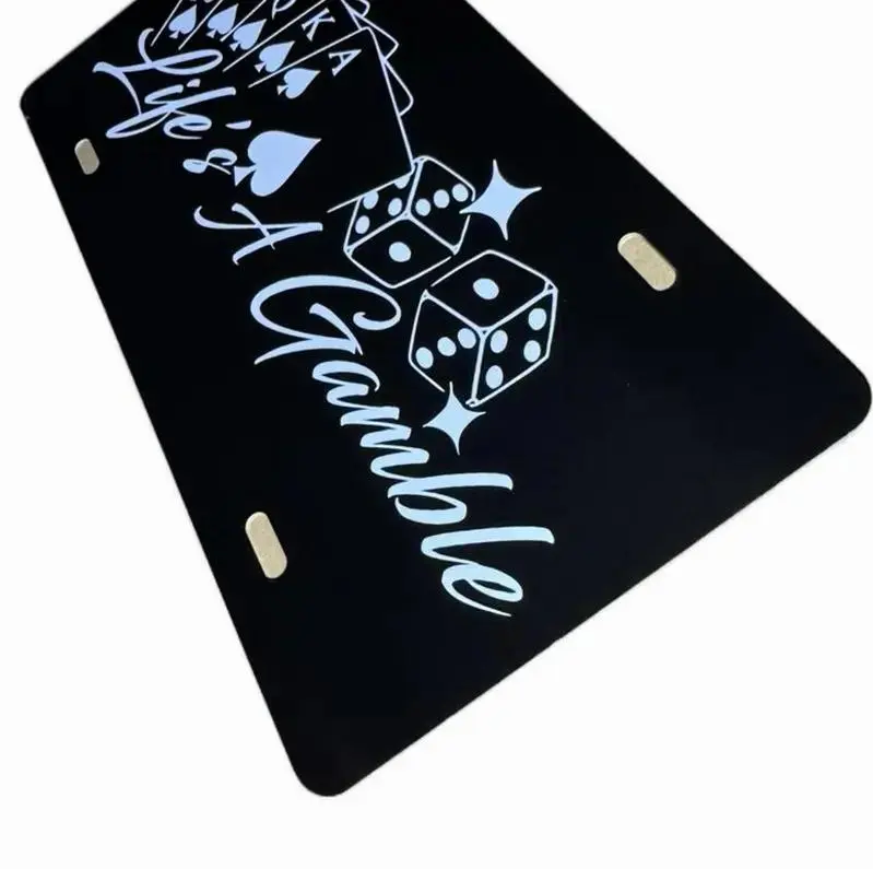 [HOT TREND] High-End Aluminum Life's A Gamble License Plate - Poker Cards Front Truck Tag 6.8.2026