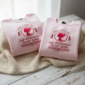 Spill the Tea Embroidered Sweatshirt, Lady Whistledown Shirt, Regency Era Vintage Silhouette Floral Hoodie, Gossip Society Papers Shirt