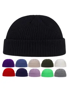 Unisex Solid Color Beanie Knit Hat, Outdoor Sun Protection Casual Cap, Spring & Fall Travel Beach Vacation, Fitted Asymmetrical Design