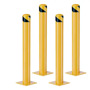Garvee Safety Bollards Anchored,Yellow Steel Bollards 42",4 Pack Parking Bollard Post for Traffic-Sensitive Area