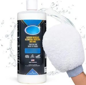 Boat & RV sh Kit with Applicator Mitt - 32 oz High-Gloss Fiberglass sh for  and RVs - Easy to Apply, Long-Lasting Shine - Hydrophobic Boat Cleaner - UV Protection - 2-in-1 Kit