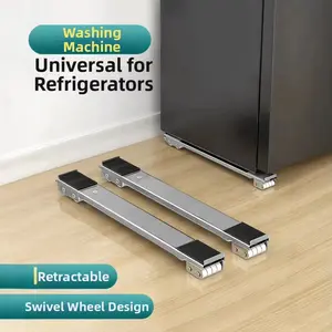 Heavy Duty Washing Machine Base Stand with Casters Adjustable Height and Telescopic Length Anti Vibration Pads and Portable Mobility Suitable for Washing Machines and Heavy Furniture
