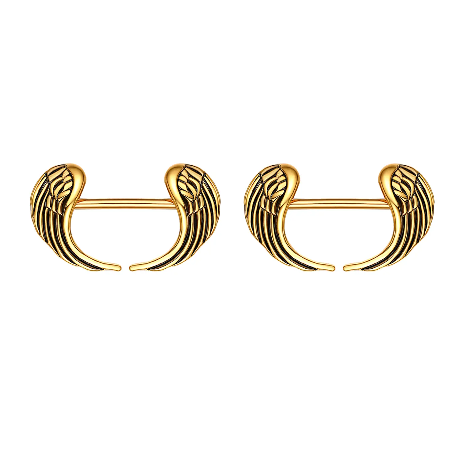 OIDEA Female Angel Wing Nipple Barbell, Compact Low-Profile Bold Feminine Body Jewelry Statement, 1.02in Wide × 0.63in Wing Spread Straight Barbell, Brass-Steel Body Piercing Accessory