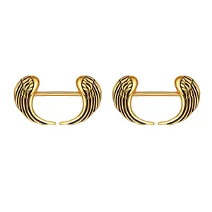 OIDEA Angel Wings Female Nipple Barbell, Bold Feminine Body Jewelry Statement, 1.02" Wide × 0.63" Tall Straight Barbell, Brass-Steel Body Piercing Jewelry