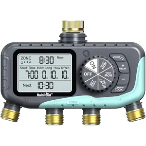 RAINPOINT Sprinkler Timer 4 Zone, Water Timer for Programmable, for Soaker Hose with Rain Delay/Manual/Automatic Watering System, Digital Irrigation for Yard, Lawn
